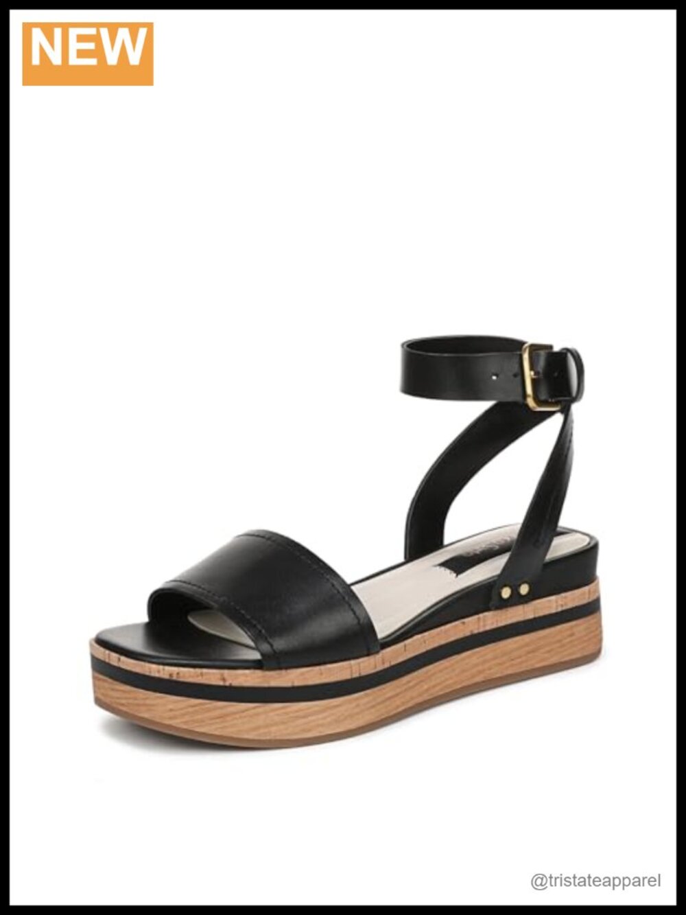 Leather Platform Sandals with Buckle Ankle Strap Casual
